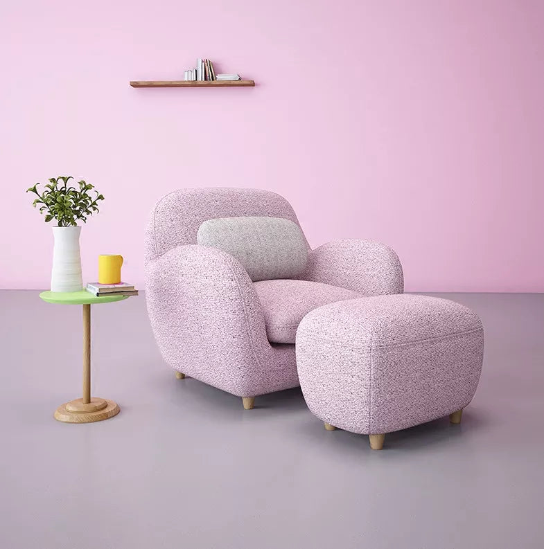 Armchair with Ottoman - Pink