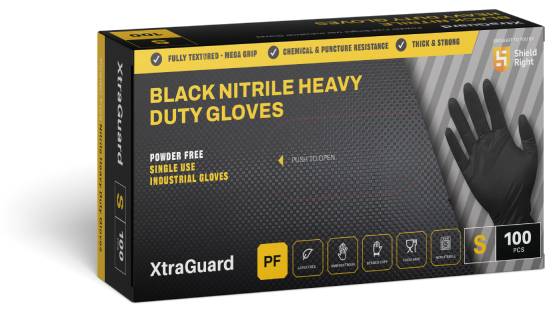Black Disposable Heavy Duty Nitrile Gloves – 100 pack