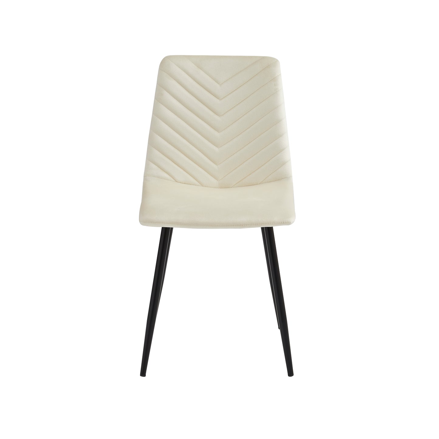 Set of 4 Velvet Upholstery Dining Chairs - Beige Chevron