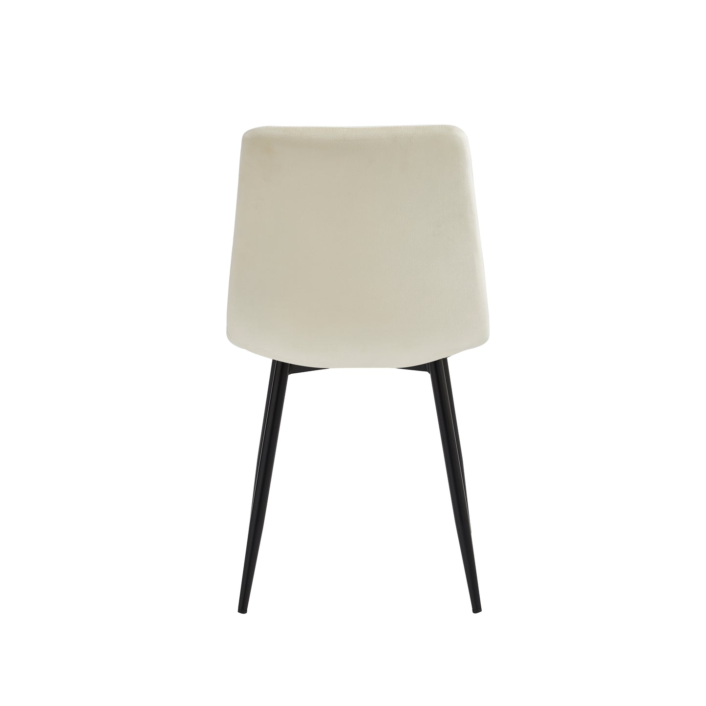 Set of 4 Velvet Upholstery Dining Chairs - Beige Chevron