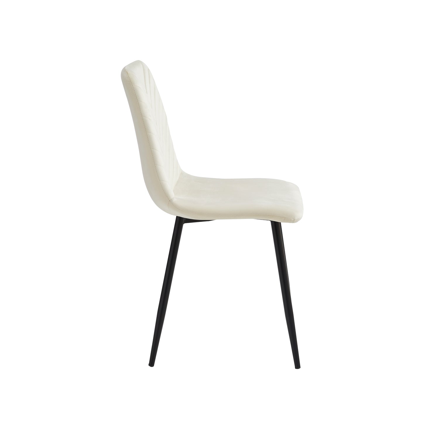 Set of 4 Velvet Upholstery Dining Chairs - Beige Chevron