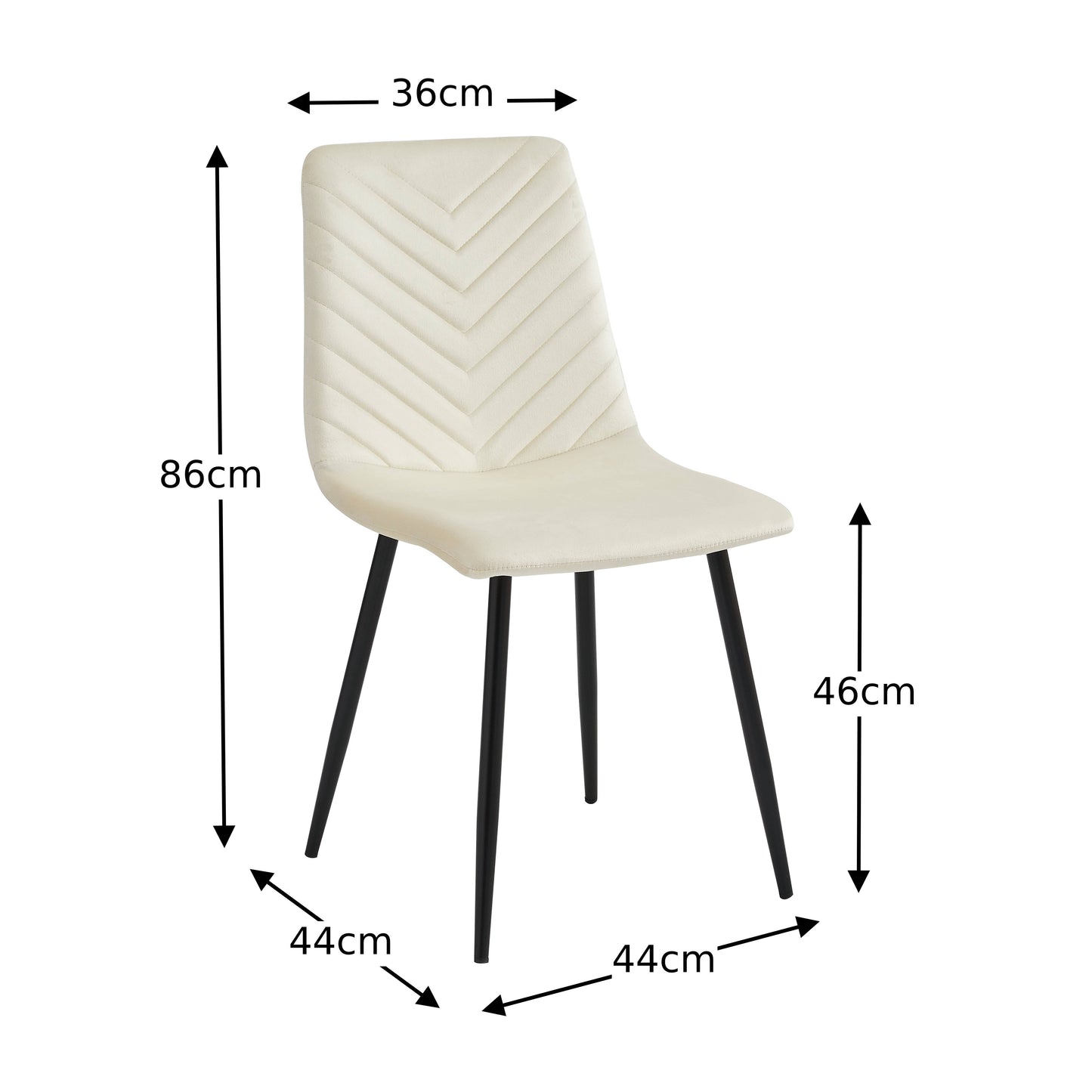 Set of 4 Velvet Upholstery Dining Chairs - Beige Chevron