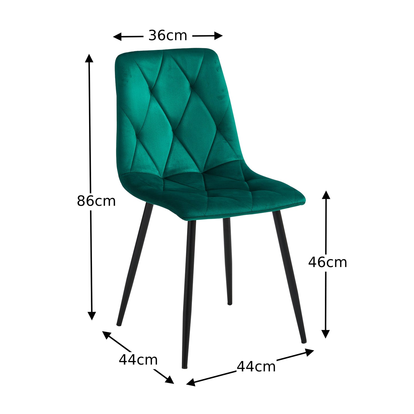Set of 4 Velvet Upholstery Dining Chair - Green Diamond