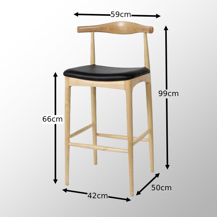 Elbow Kitchen Stool - Natural + Black