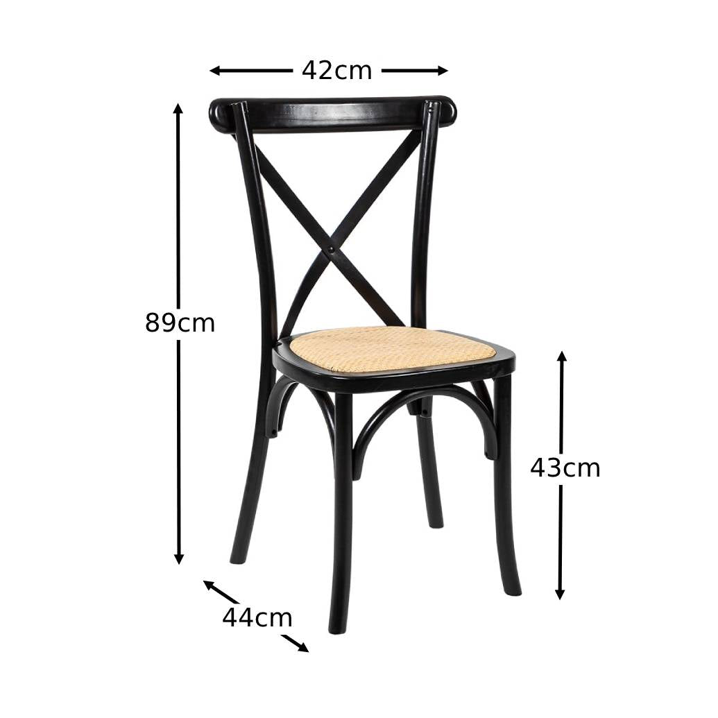 Provincial Crossback Chair - Black + Natural