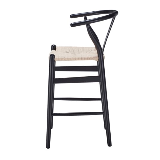 Wishbone Kitchen Bench Stool - Black + Natural