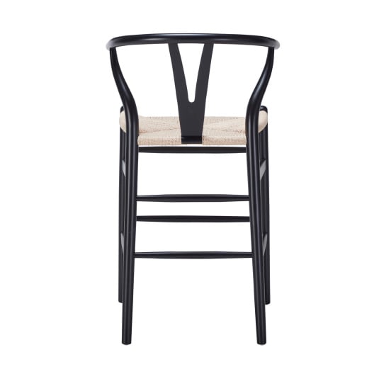 Wishbone Kitchen Bench Stool - Black + Natural
