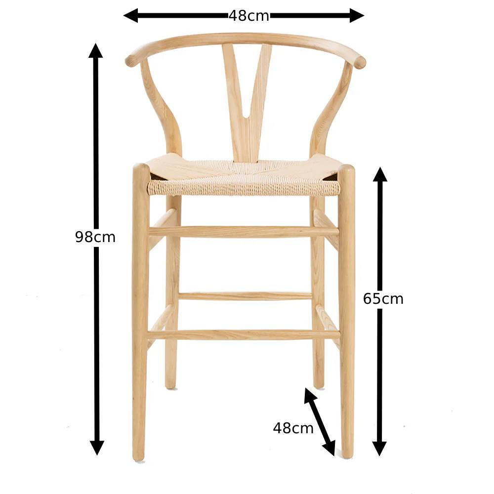 Wishbone Kitchen Bench Stool - Natural + Natural