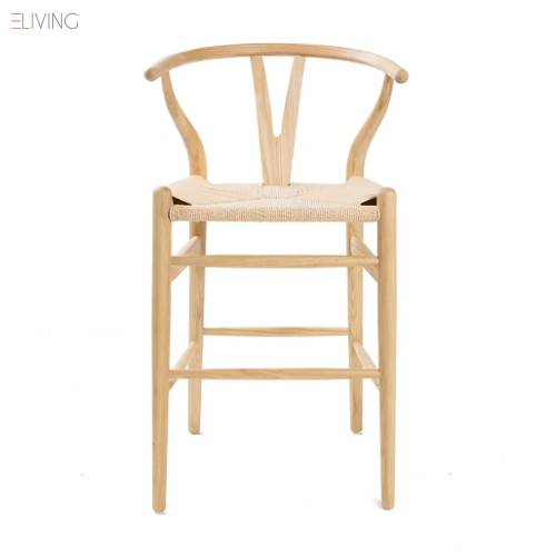 Wishbone Kitchen Bench Stool - Natural + Natural
