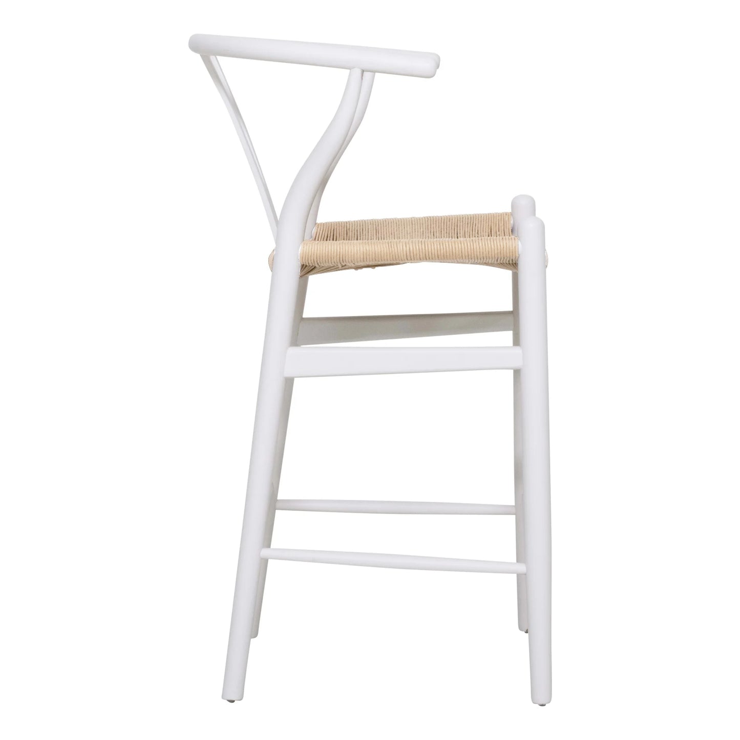 Wishbone Kitchen Bench Stool - White + Natural