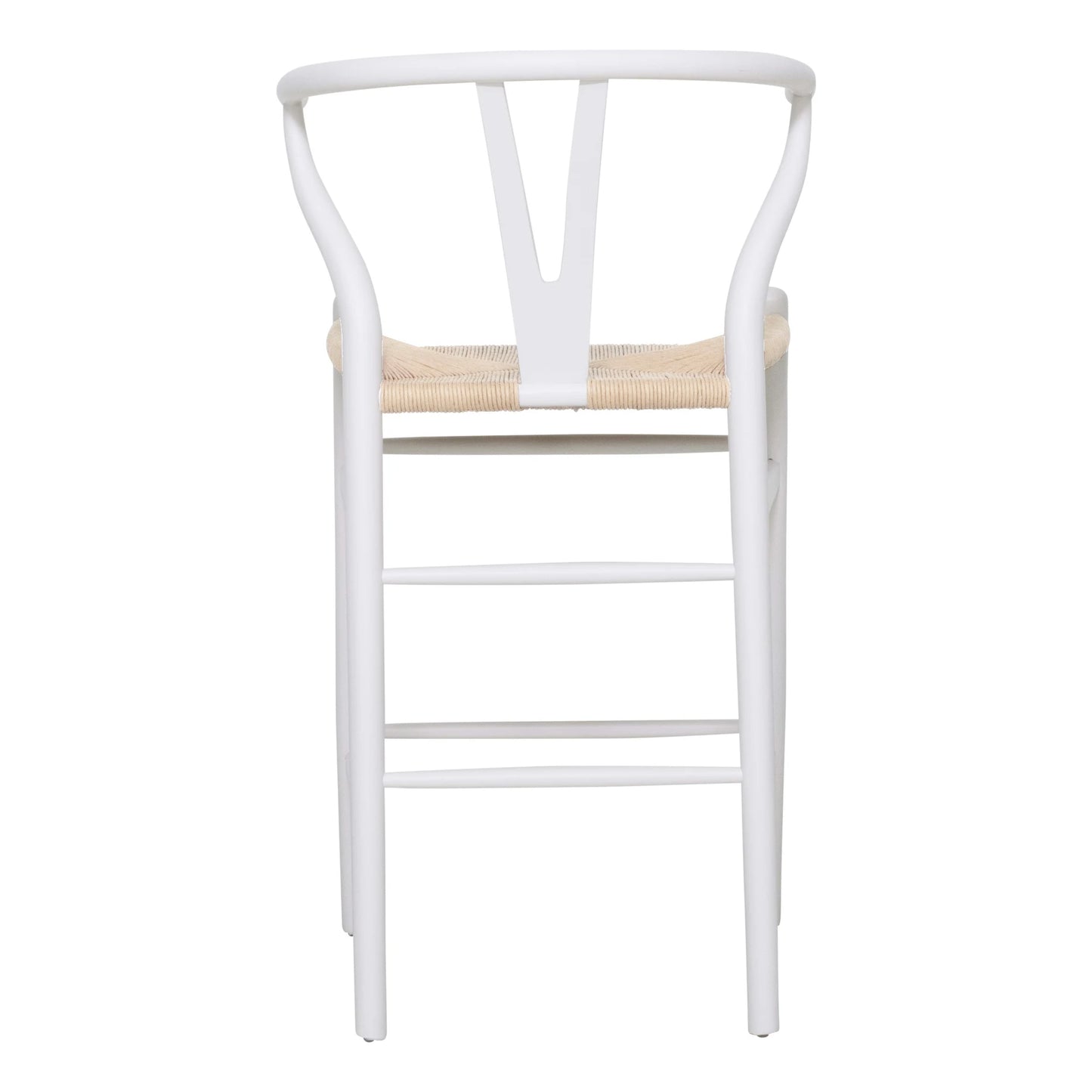 Wishbone Kitchen Bench Stool - White + Natural