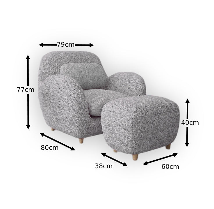 Armchair with Ottoman - Ash