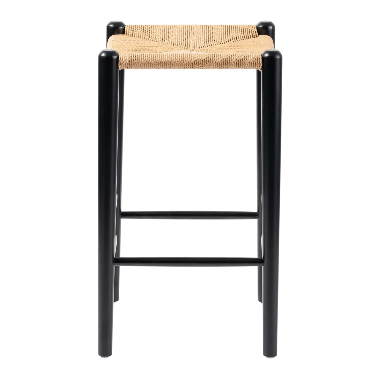 Wishbone Rope Stool - Black + Natural