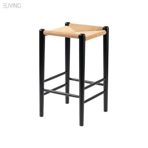 Wishbone Rope Stool - Black + Natural