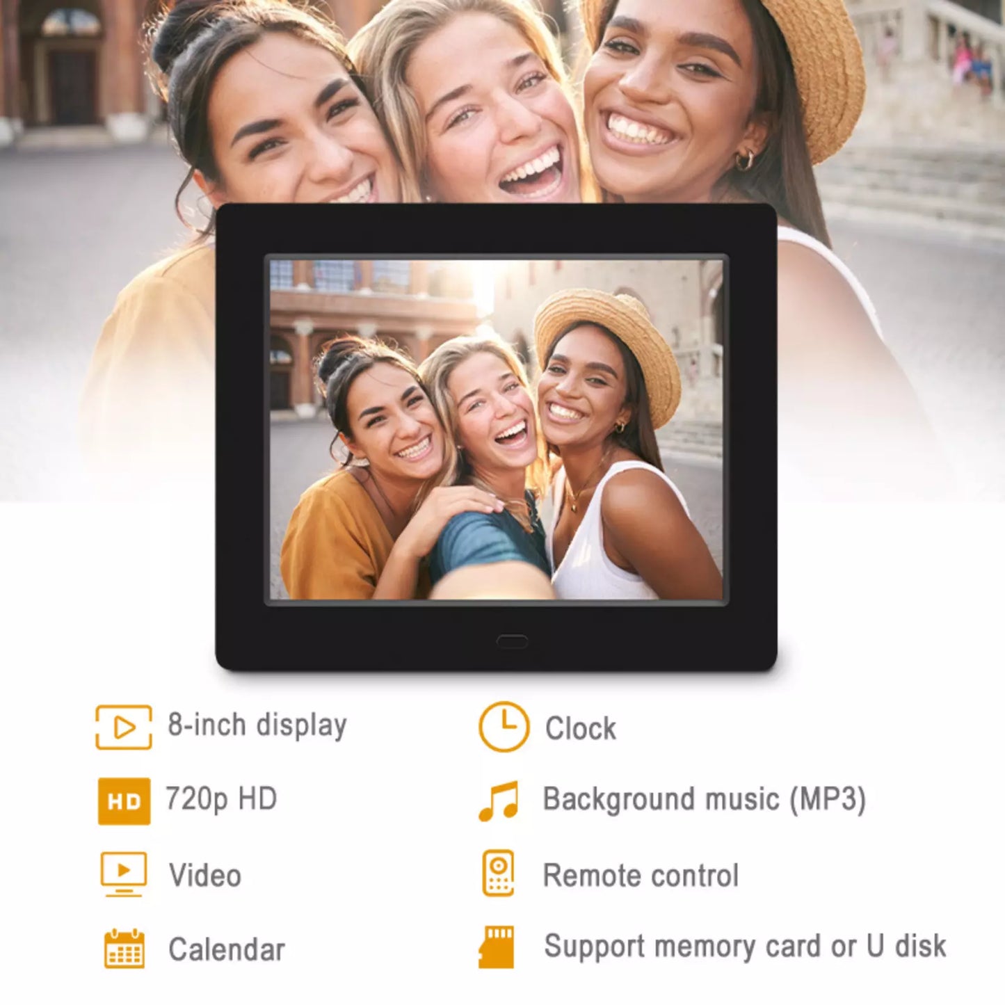 Black Digital Dementia Alarm Clock - LCD Display with Reminders and Calendar