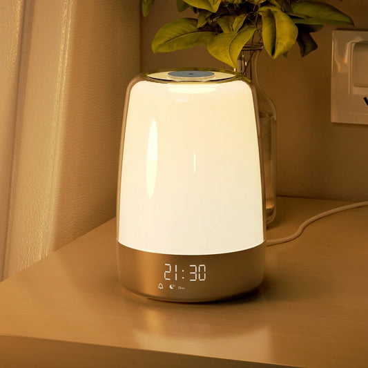 Sunrise Alarm Clock, Wake up Light Alarm Clock, 3 Ways Dimmable Modern Small Digital RGB Bedside Lamp for Heavy Sleeper