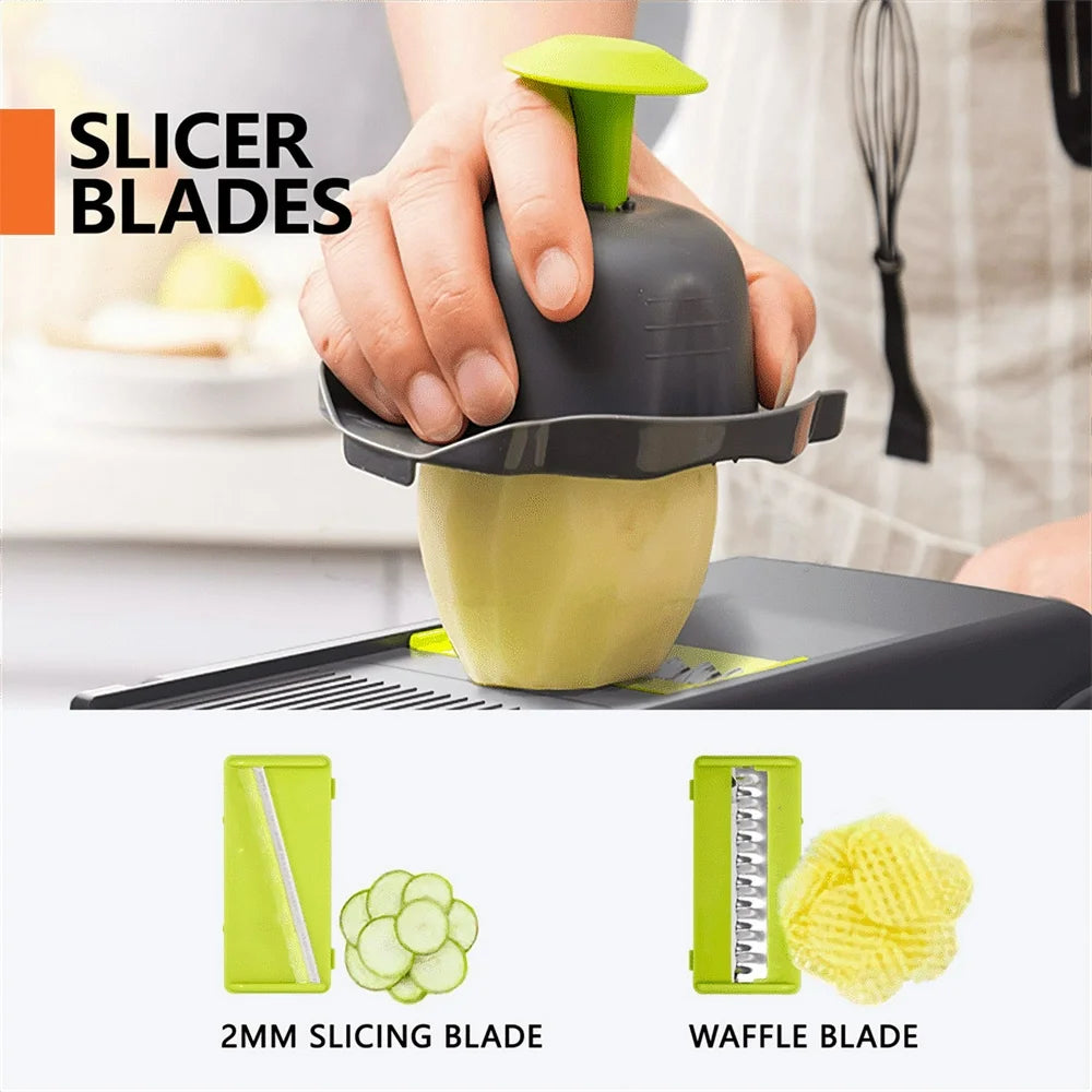 Vegetable Chopper, Multi-Functional 12-In-1 Food Chopper Onion Chopper with Draining Basket, Veggie Chopper, Kitchen Vegetable Slicer Cutter Dicer, Onion Salad Chopper Potato Slicer with Container