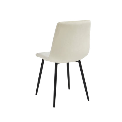 Set of 4 Velvet Upholstery Dining Chairs - Beige Chevron