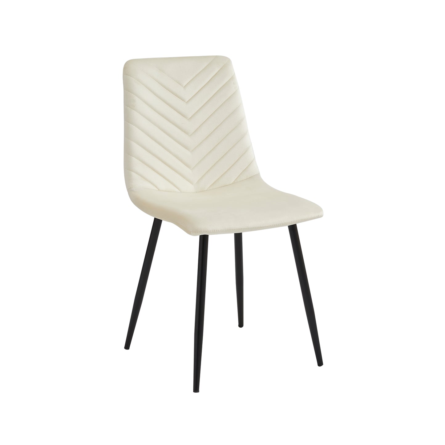 Set of 4 Velvet Upholstery Dining Chairs - Beige Chevron