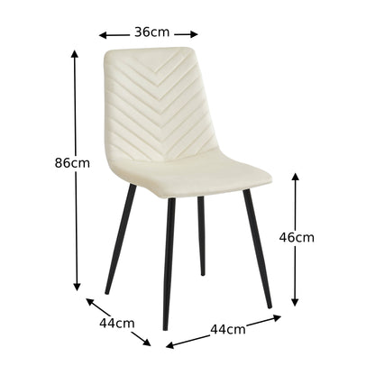 Set of 4 Velvet Upholstery Dining Chairs - Beige Chevron