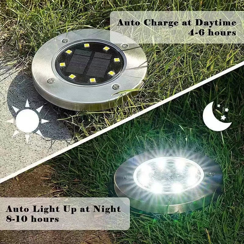 LED In-Ground Garden Solar Lights – 8 Pack