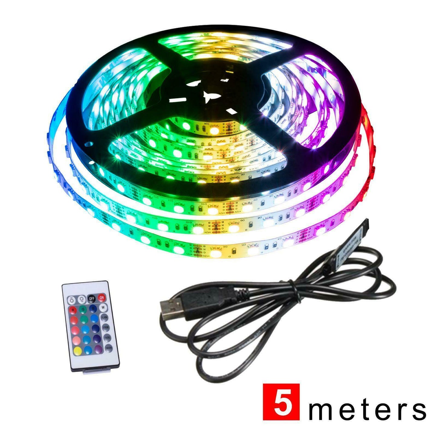 RGB LED Strip Lights - 5M Roll with Remote