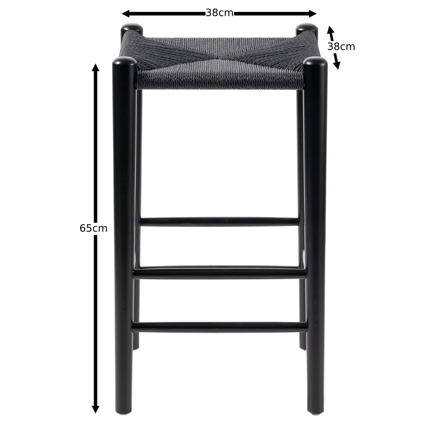 Wishbone Rope Stool - Black + Black