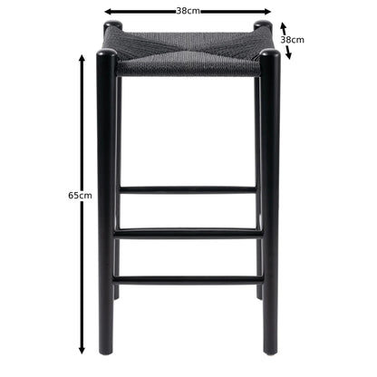 Wishbone Rope Stool - Black + Black