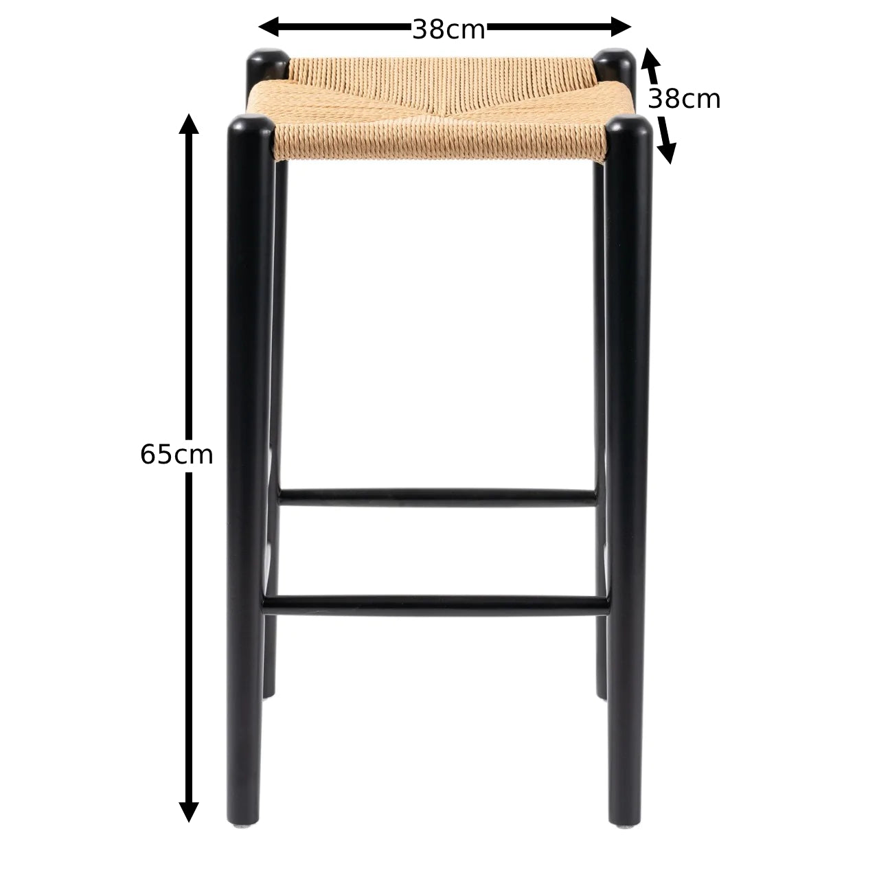 Wishbone Rope Stool - Black + Natural