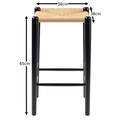 Wishbone Rope Stool - Black + Natural