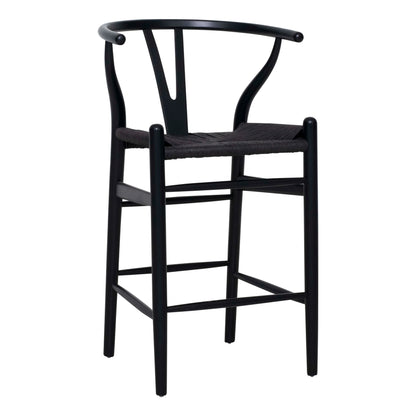 Wishbone Kitchen Bench Stool - Black + Black
