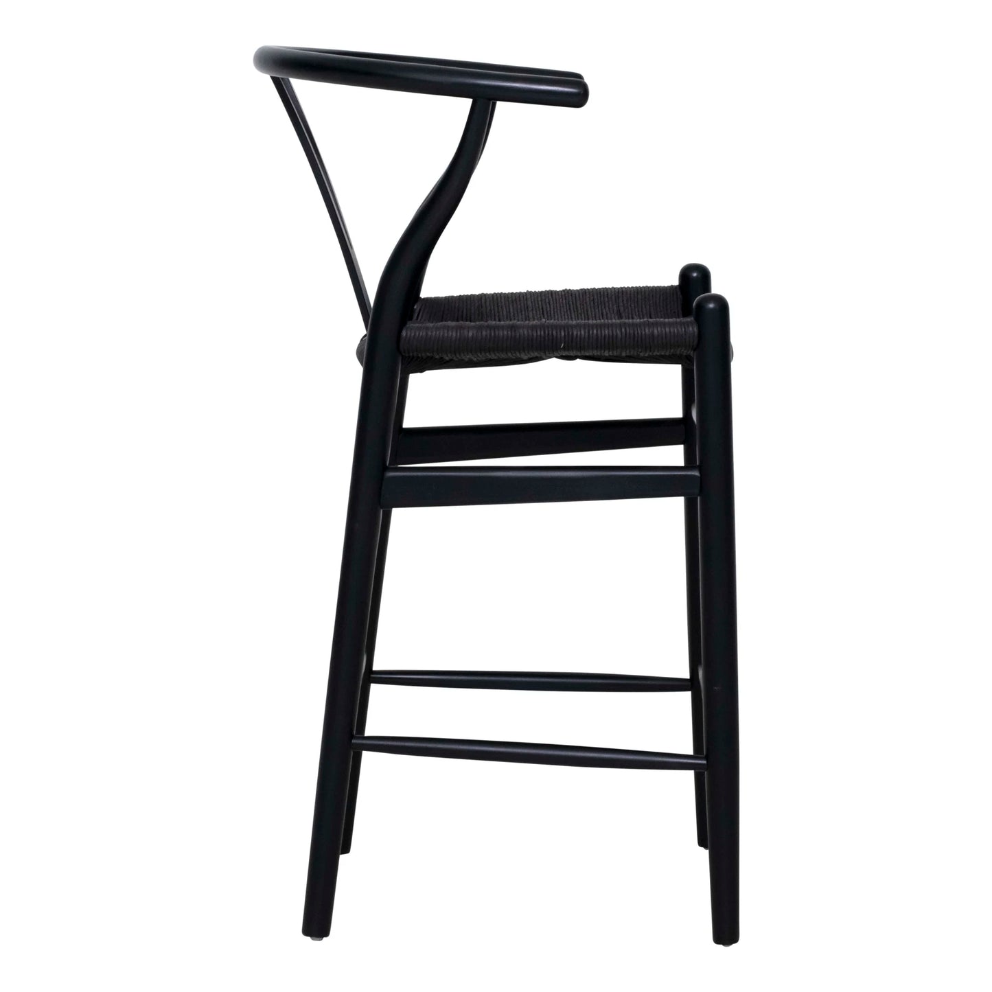 Wishbone Kitchen Bench Stool - Black + Black
