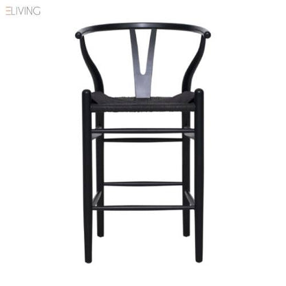 Wishbone Kitchen Bench Stool - Black + Black