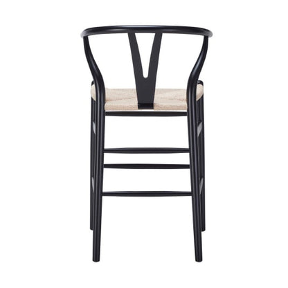 Wishbone Kitchen Bench Stool - Black + Natural