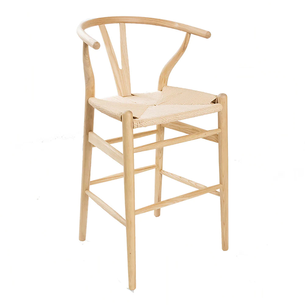 Wishbone Kitchen Bench Stool - Natural + Natural