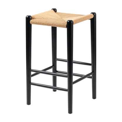 Wishbone Rope Stool - Black + Natural