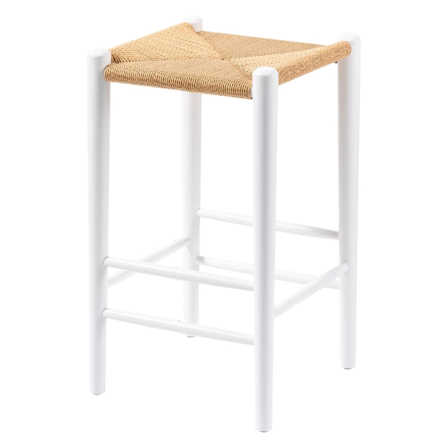 Wishbone Rope Stool - White + Natural