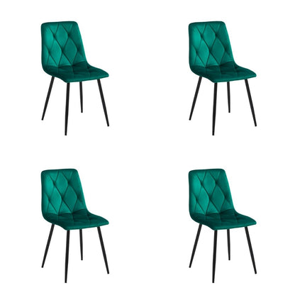 Set of 4 Velvet Upholstery Dining Chair - Green Diamond