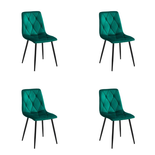 Set of 4 Velvet Upholstery Dining Chair - Green Diamond